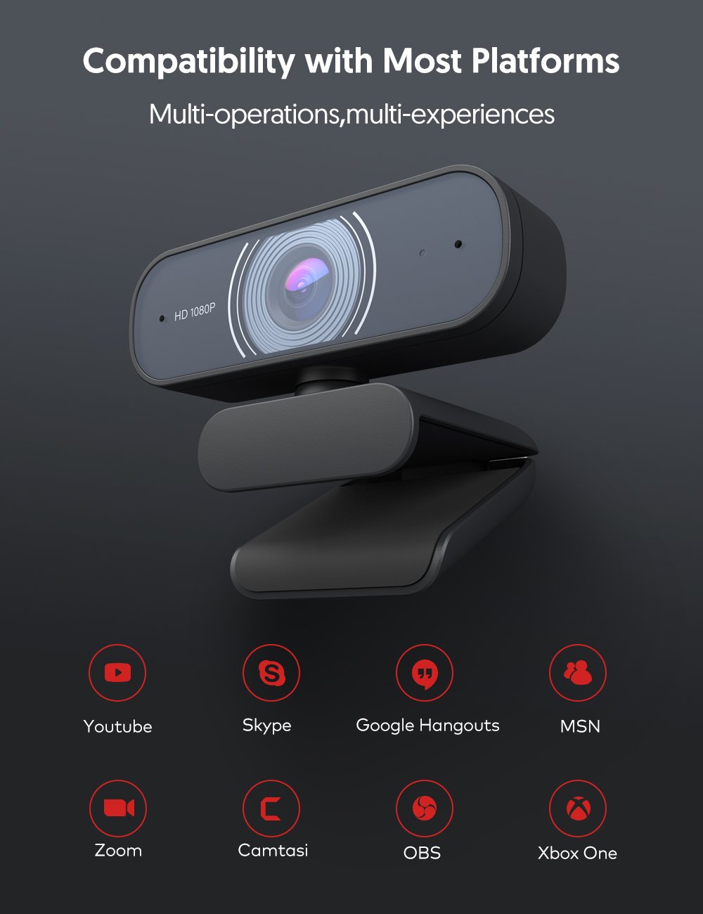 Victure SC35 Webcam mit zwei Mikrofonen, 1080P Full HD Streaming Webcam